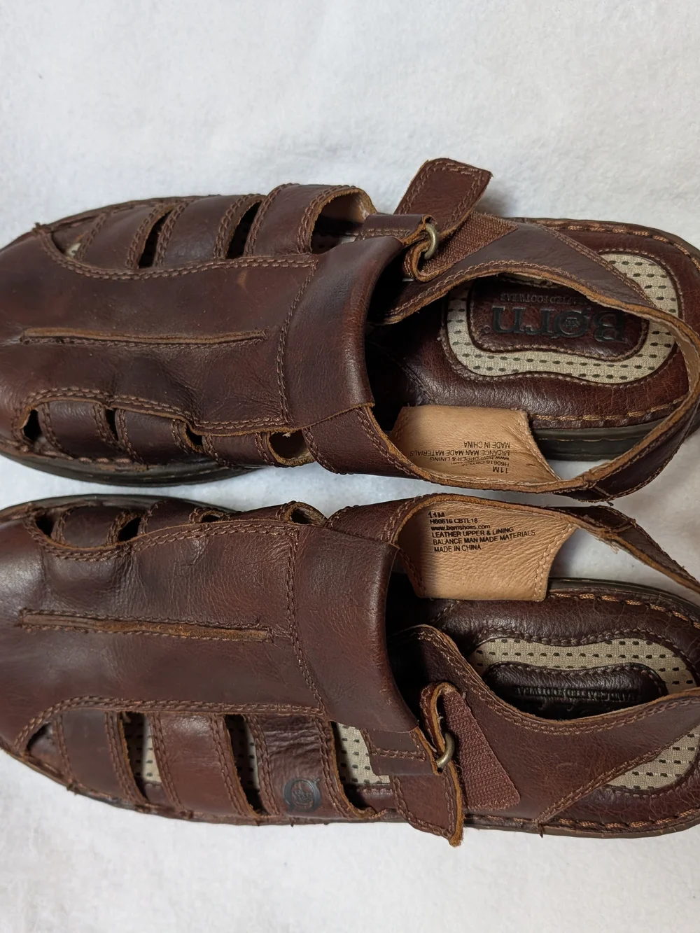 Born Men's Brown Leather Fisherman-Style Sandals